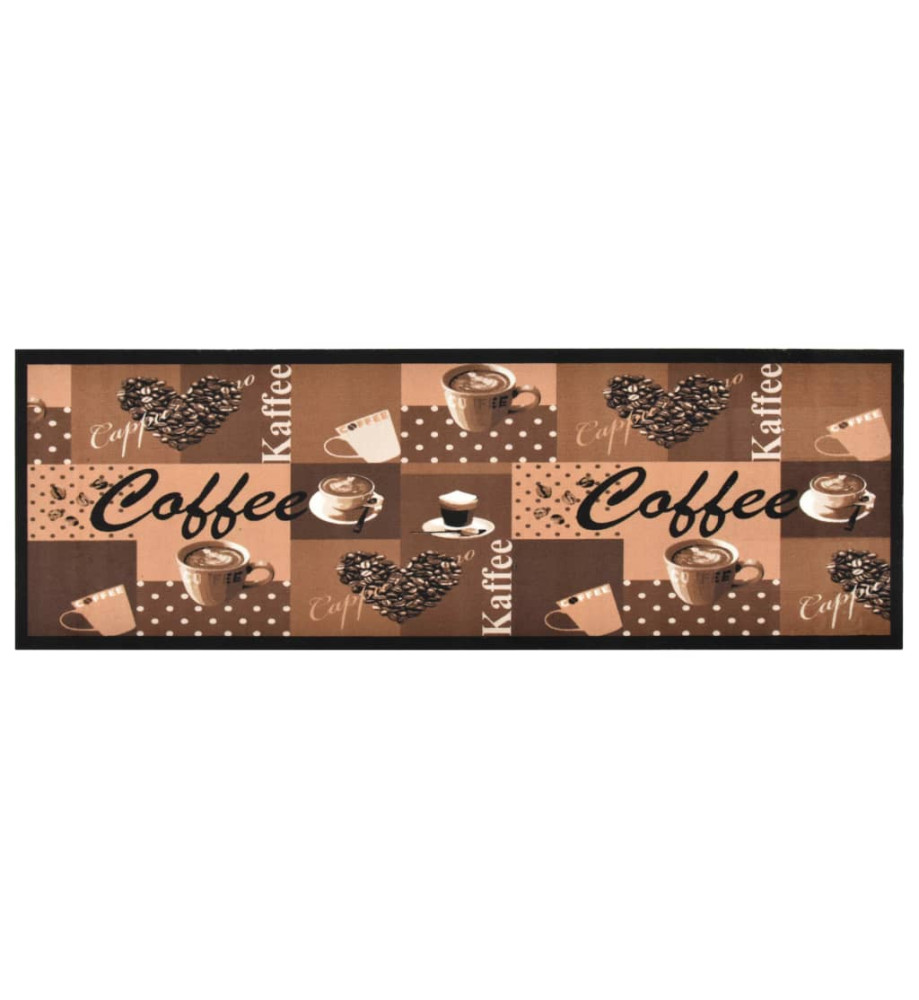 Tapis de sol de cuisine lavable Marron café 45x150 cm