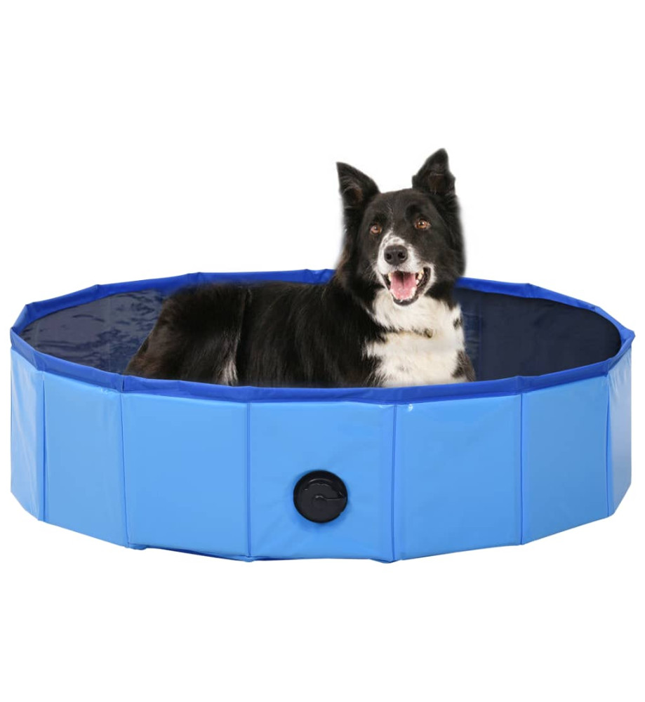 Piscine pliable pour chiens Bleu 80x20 cm PVC