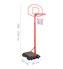 Ensemble de basket portable réglable 200-236 cm