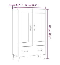 Buffet haut Blanc 70x31x115 cm Bois d'ingénierie