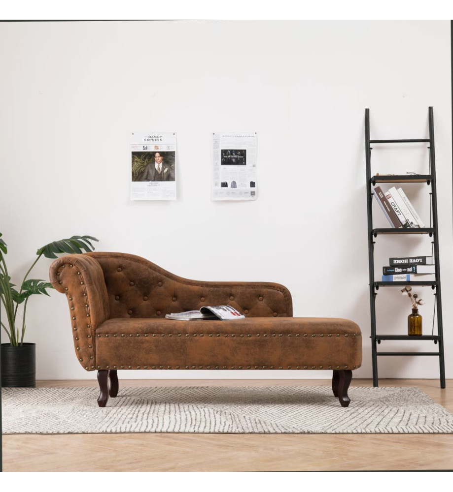 Chaise longue Marron Similicuir daim