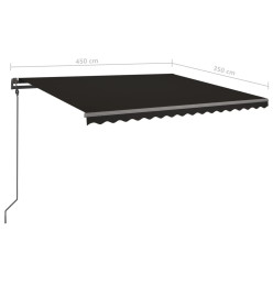 Auvent automatique rétractable avec poteaux 4,5x3,5m Anthracite