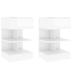 Tables de chevet 2 pcs Blanc brillant 40x35x65 cm