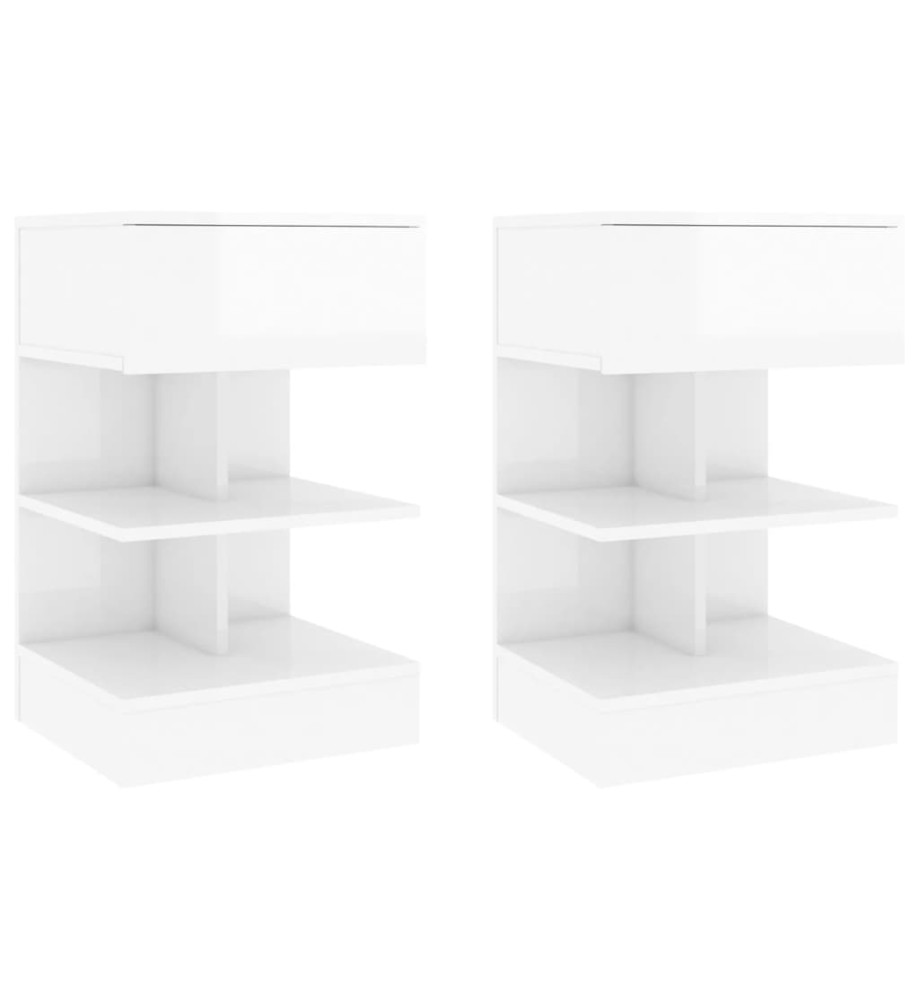 Tables de chevet 2 pcs Blanc brillant 40x35x65 cm