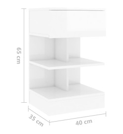 Tables de chevet 2 pcs Blanc brillant 40x35x65 cm