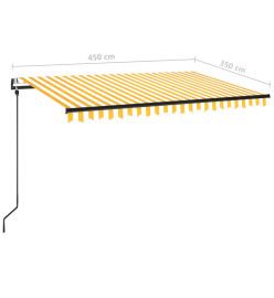 Auvent rétractable automatique 450x350 cm Jaune et blanc