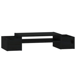 Support de moniteur Noir 70x27,5x15 cm Bois de pin solide