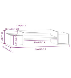 Support de moniteur Noir 70x27,5x15 cm Bois de pin solide