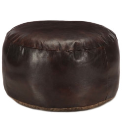 Pouf 60 x 30 cm Marron foncé Cuir véritable de chèvre