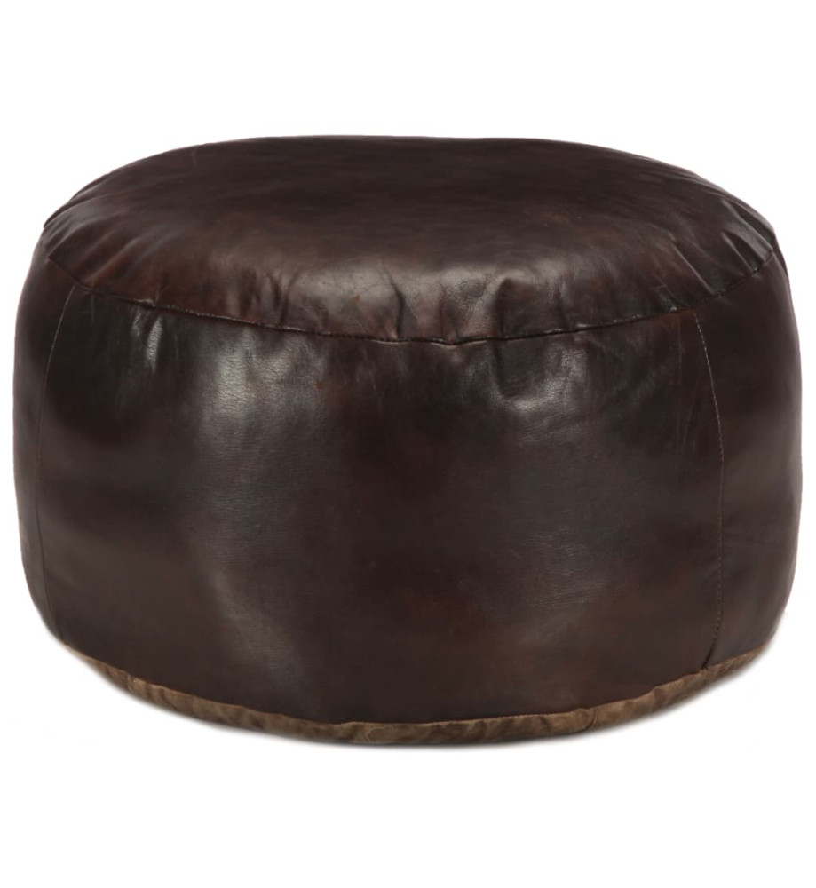 Pouf 60 x 30 cm Marron foncé Cuir véritable de chèvre