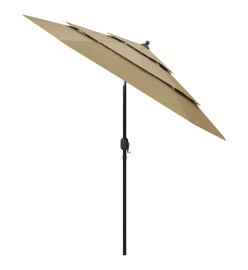 Parasol à 3 niveaux avec mât en aluminium Taupe 2,5 m