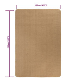 Tapis en jute avec support en latex 160 x 230 cm Naturel