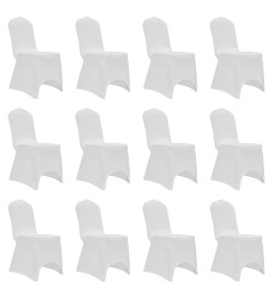 Housses élastiques de chaise Blanc 12 pcs