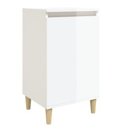 Table de chevet blanc brillant 40x35x70 cm bois d’ingénierie