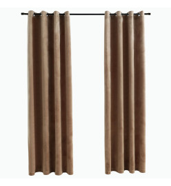 Rideaux occultants avec anneaux 2 pcs Velours Beige 140x175 cm