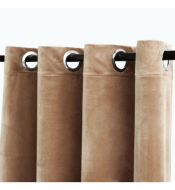 Rideaux occultants avec anneaux 2 pcs Velours Beige 140x175 cm