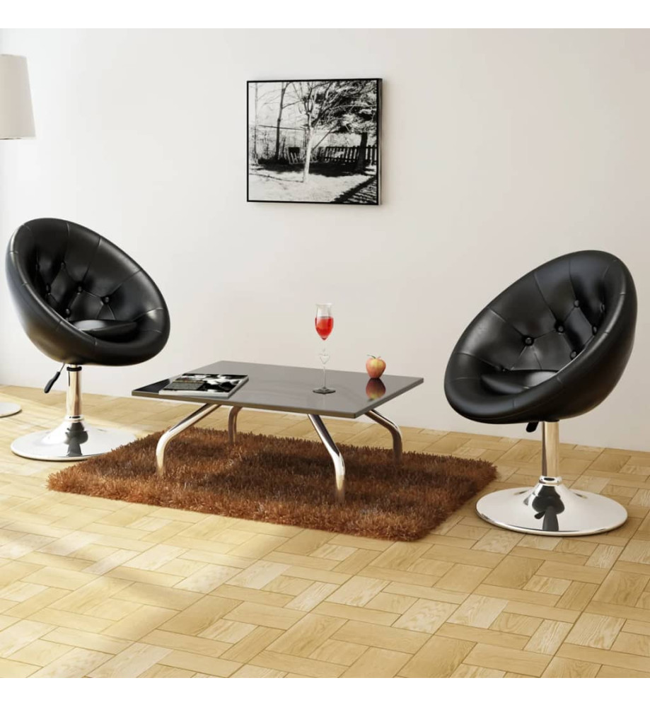 Chaises de bar lot de 2 noir similicuir