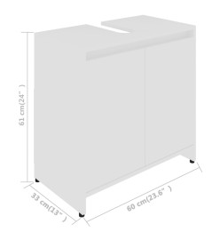 Armoire de salle de bain Blanc 60x33x61 cm Aggloméré