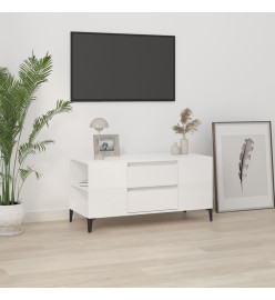 Meuble TV Blanc brillant 102x44,5x50 cm Bois d'ingénierie