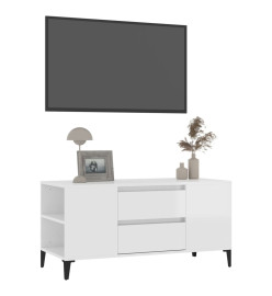 Meuble TV Blanc brillant 102x44,5x50 cm Bois d'ingénierie