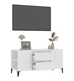 Meuble TV Blanc brillant 102x44,5x50 cm Bois d'ingénierie