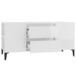 Meuble TV Blanc brillant 102x44,5x50 cm Bois d'ingénierie