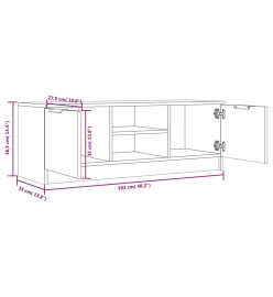 Meuble TV Blanc 102x35x36,5 cm Bois d'ingénierie