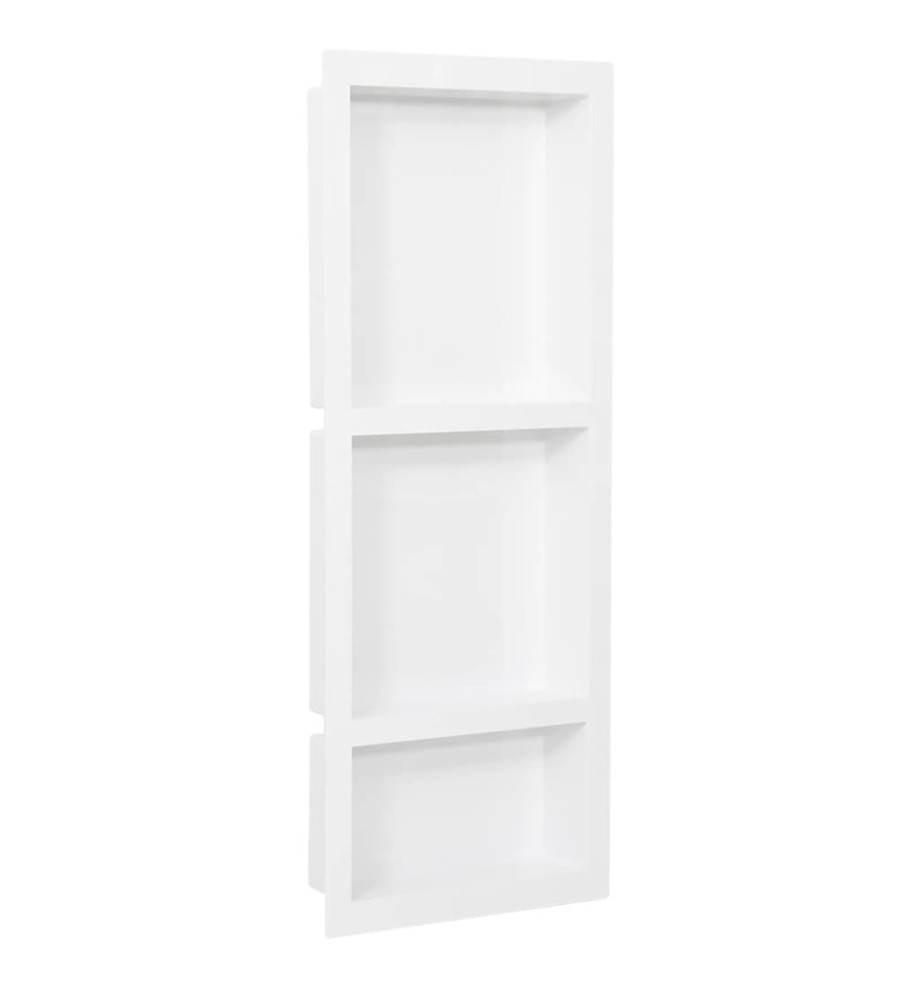 Niche de douche avec 3 compartiments Blanc mat 41x99x9 cm