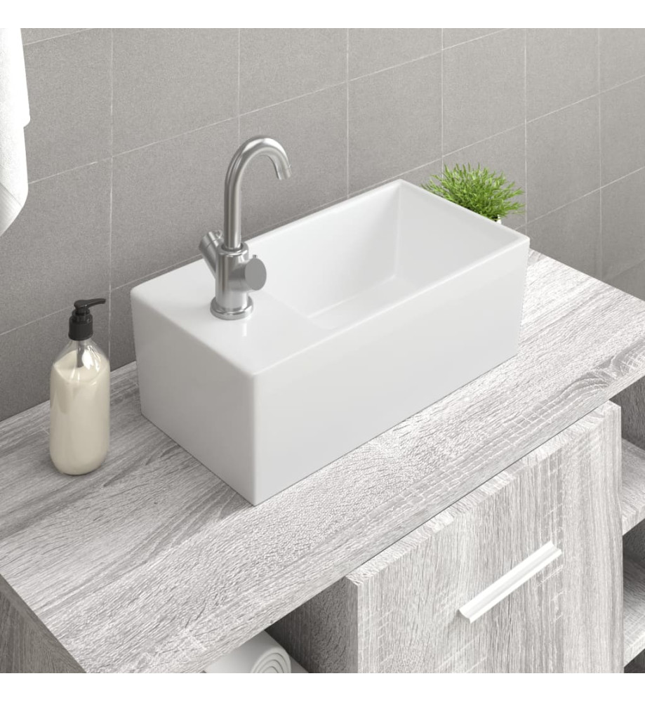 Lavabo blanc 48x25x15 cm céramique