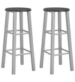 Tabourets de bar lot de 2 argenté MDF