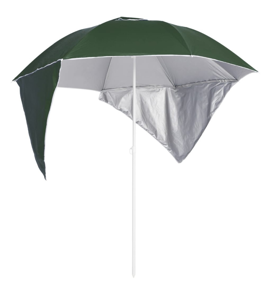 Parasol de plage avec parois latérales Vert 215 cm