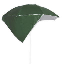 Parasol de plage avec parois latérales Vert 215 cm