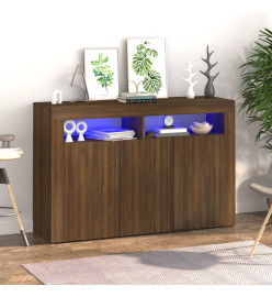 Buffet avec lumières LED chêne marron 115,5x30x75 cm