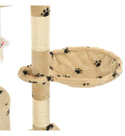 Arbre à chat avec griffoir en sisal 138cm Beige Motif de pattes