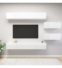 Ensemble de meuble TV 6 pcs Blanc brillant Aggloméré