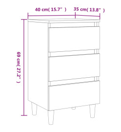 Tables de chevet et pieds en bois 2 pcs Chêne fumé 40x35x69 cm