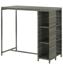 Table de bar avec rangement Gris 120x60x110 cm Résine tressée