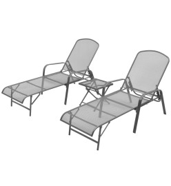 Chaises longues 2 pcs avec table Acier Anthracite