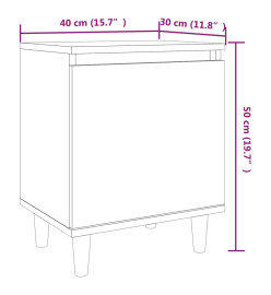 Table de chevet avec pieds en bois Chêne marron 40x30x50 cm