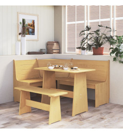 Table à manger avec banc Marron miel Bois de pin solide