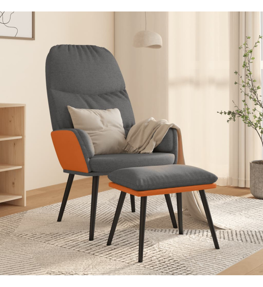 Chaise de relaxation avec tabouret Gris clair Tissu