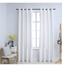 Rideau occultant et anneaux en métal 2pcs Blanc cassé 140x225cm