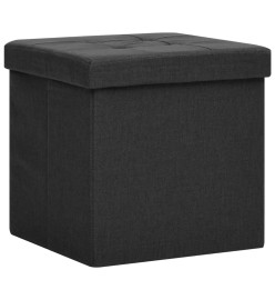 Tabouret de rangement pliable Noir Faux lin