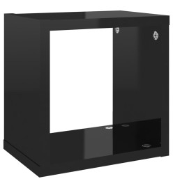 Étagères cube murales 6 pcs Noir brillant 22x15x22 cm