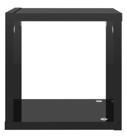 Étagères cube murales 6 pcs Noir brillant 22x15x22 cm