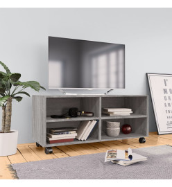 Meuble TV sur roulettes Sonoma gris 90x35x35 cm Bois ingénierie