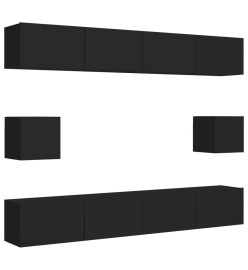 Ensemble de meubles TV 6 pcs Noir Aggloméré