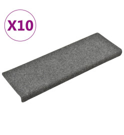 Tapis de marches d'escalier 10 pcs Gris 65x21x4 cm Aiguilleté