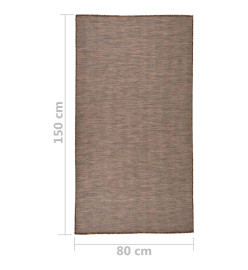 Tapis à tissage plat d'extérieur 80x150 cm Marron