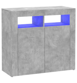 Buffet avec lumières LED gris béton 80x35x75 cm